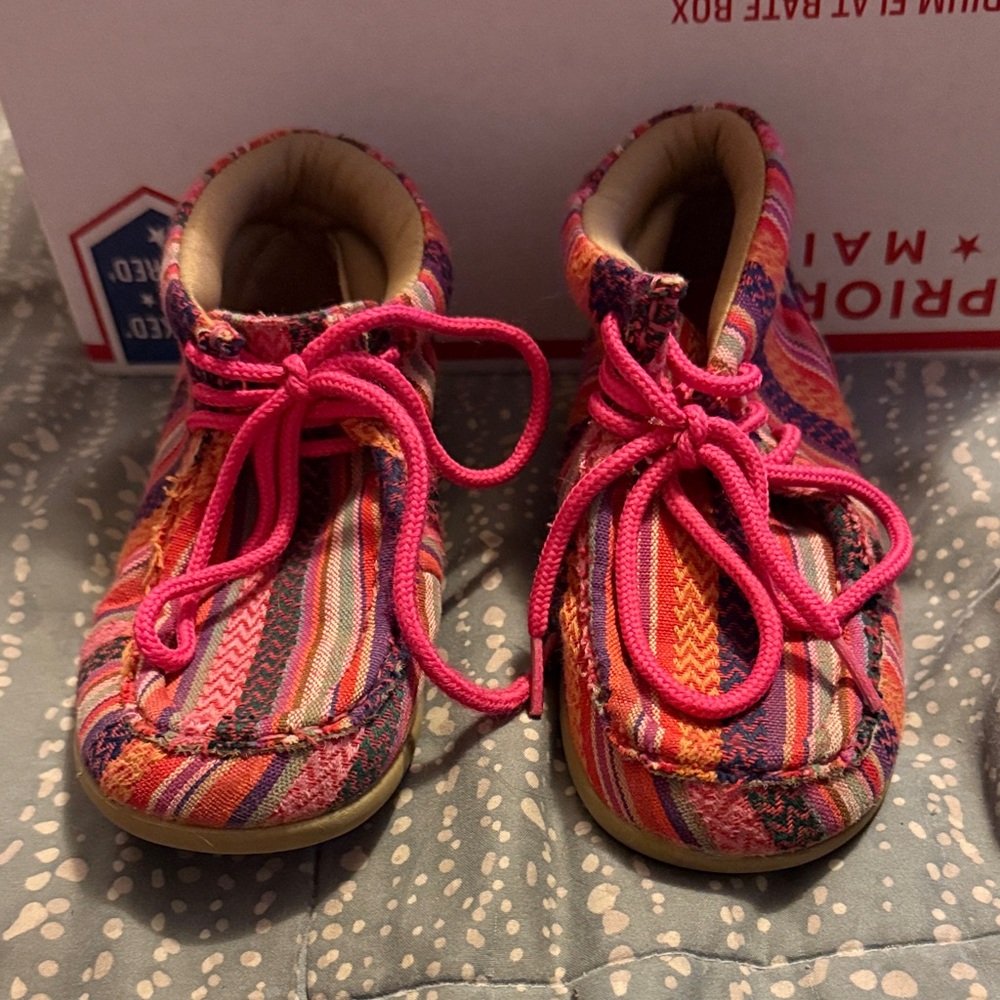 Blazin Roxx Pink and Purple Striped Kids Moccasins